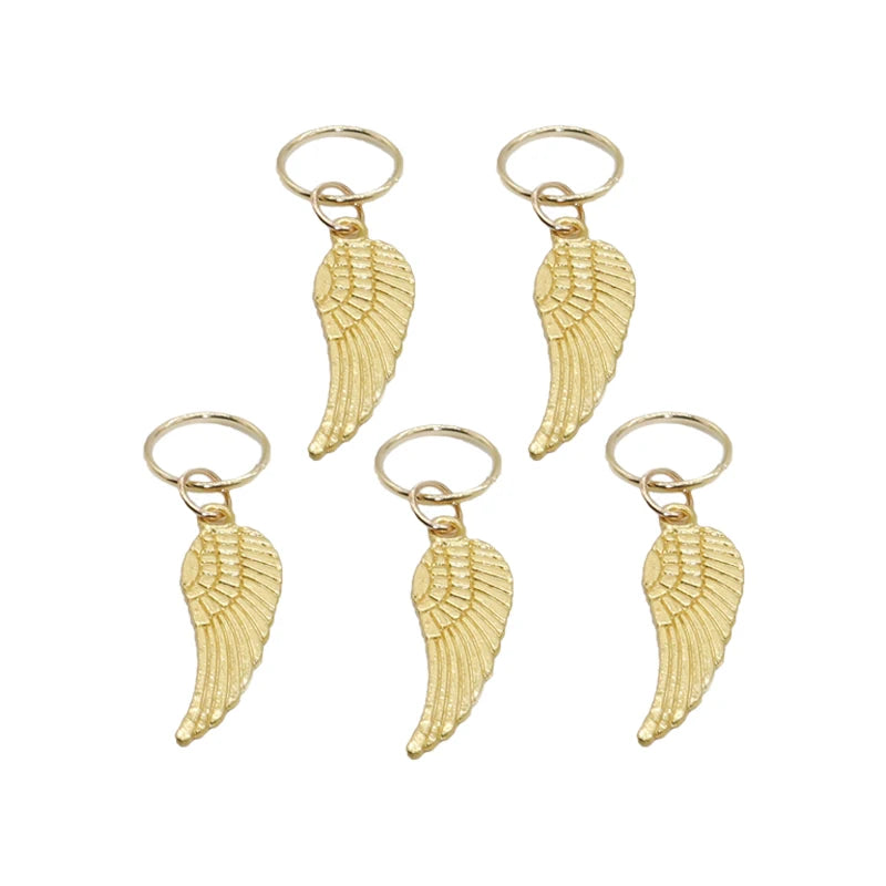 5pcs/Pack Stars Ring Charms Shell Hair Braid Dread Dreadlock Beads Clips Cuffs Rings Jewelry Dreadlock Clasps Accessories Tools Zpaxo Wing