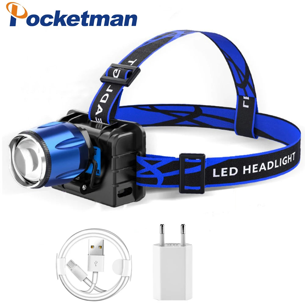 POCKETMAN 2-in-1 UV & LED Headlamp – USB Rechargeable, Waterproof