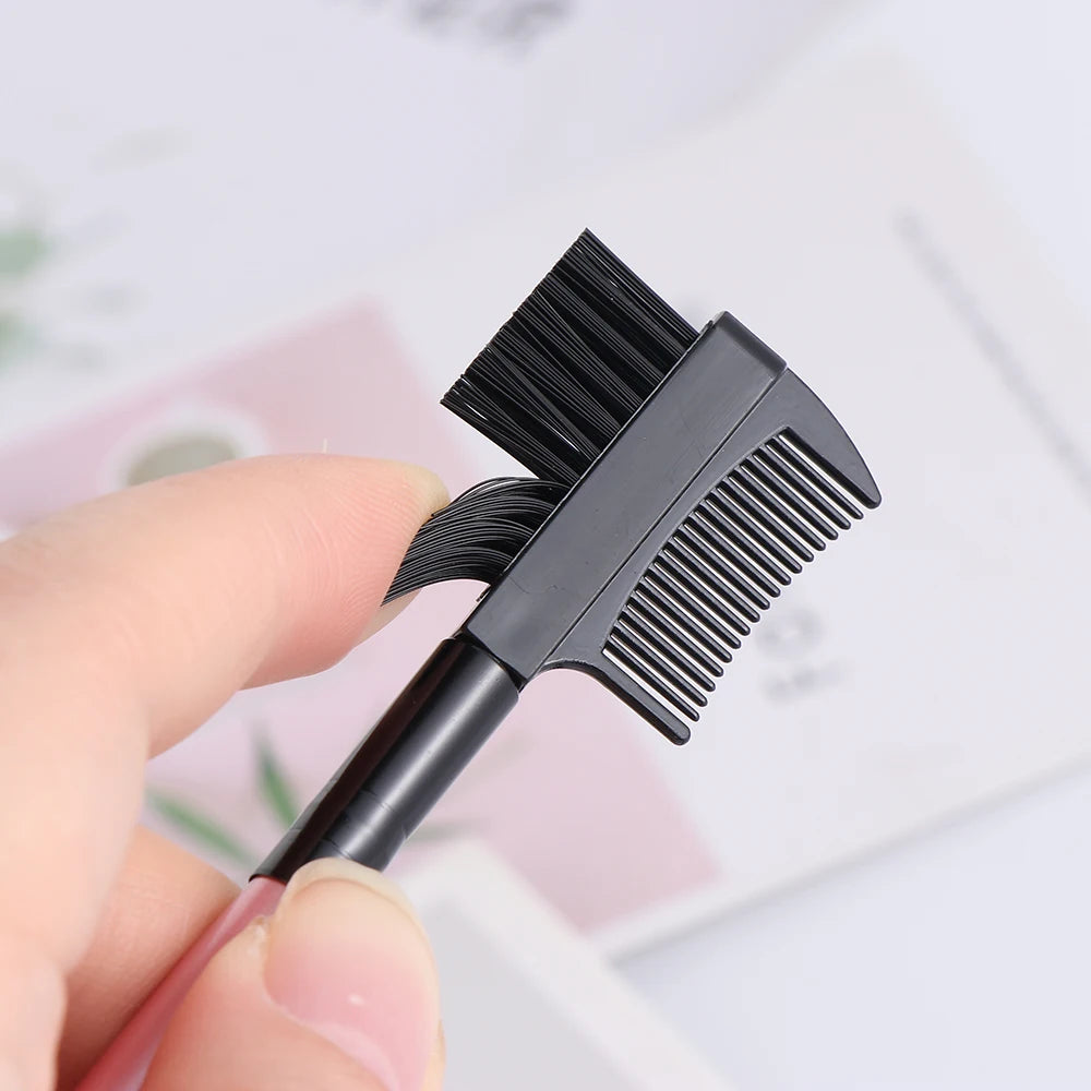 1PC2 in1Eyelash Comb Dual Purpose Eyelash Eyebrow Black Pink Brush Comb Professional Eye Makeup Tool Cosmetic Accessories Zpaxo