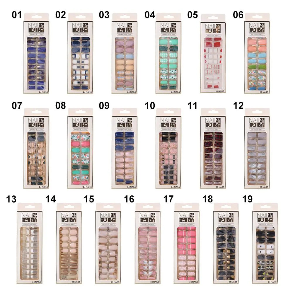 Designed Fake Nails Extension Artificial Full Cover Short Decoration Zpaxo
