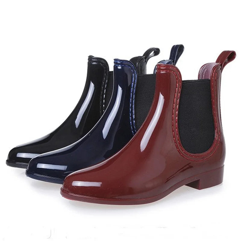 Spring winter boots Women ankle boots rain boots elastic band shoes woman solid rubber waterproof flats 2019 Zpaxo