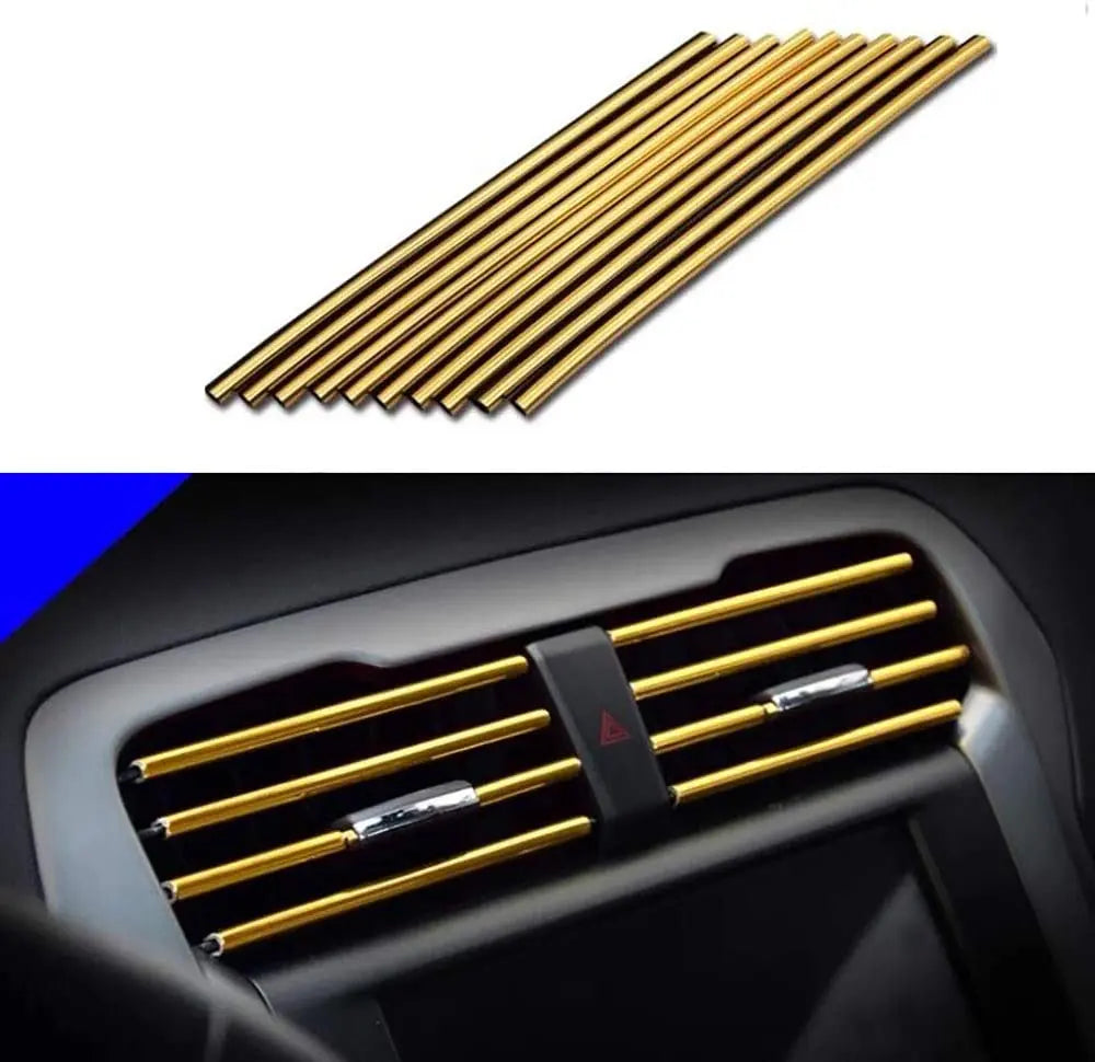 Car Air Conditioner Vent Outlet Trim Strips U Shape Chrome PVC Zpaxo Gold