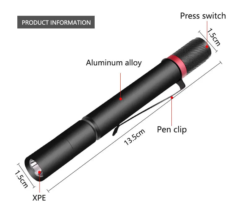 POCKETMAN Mini LED Pen Light Keychain Torch – AAA Flashlight