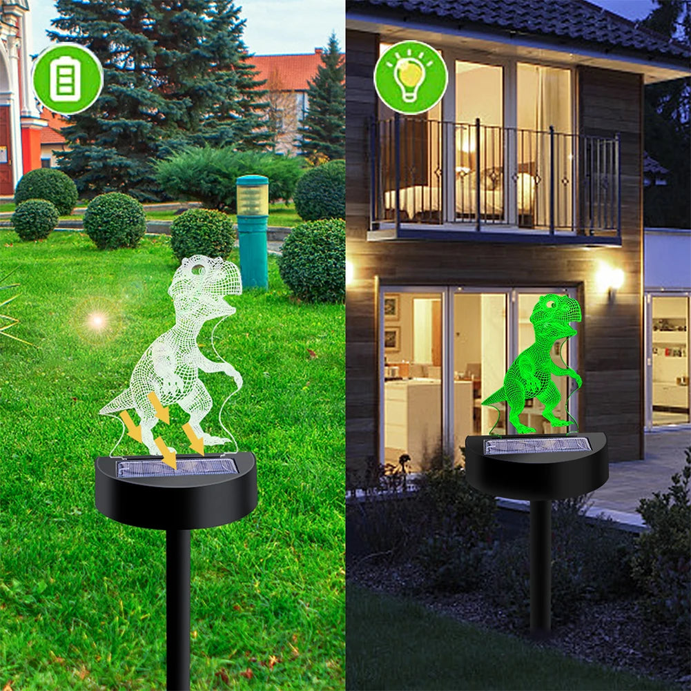 Acrylic 3D Dinosaur Solar Lawn Lamp Outdoor Projection Light Zpaxo