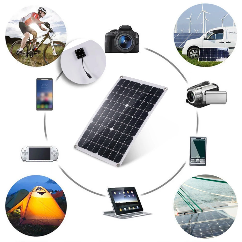 Solar Panel Set 100W Kit Controller Portable USB Generator System 12V 24V Electric Energy Power Charger Camping Board 10/20/30A Zpaxo