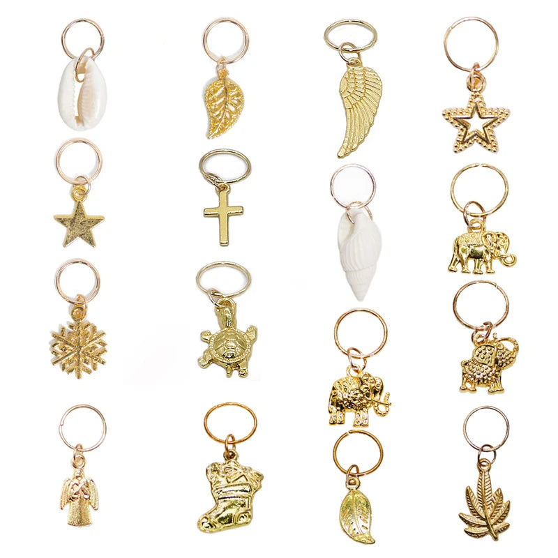 5pcs/Pack Stars Ring Charms Shell Hair Braid Dread Dreadlock Beads Clips Cuffs Rings Jewelry Dreadlock Clasps Accessories Tools Zpaxo