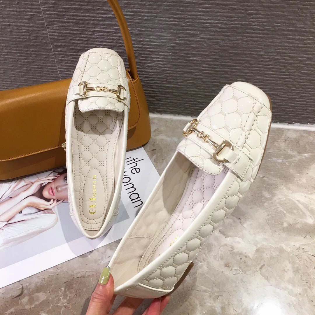 Women's Flat Shoes Spring Autumn New Square Toe Chain Comfortable Casual Square Toe Slip-On Female Shoes Large Size 36-42 Zpaxo 6 35
