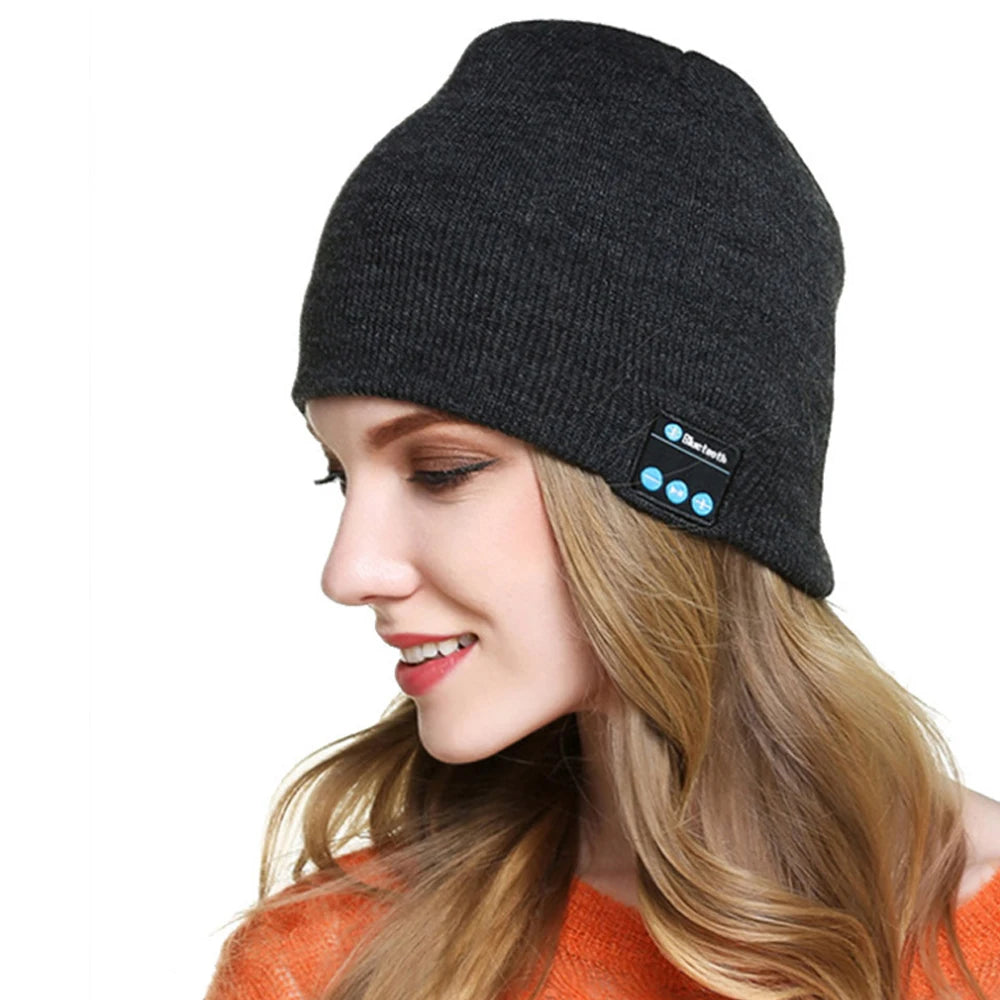 Winter Bluetooth-Compatible Earphone USB Rechargeable Music Headset Warm Knitting Beanie Hat Cap Wireless Sport Headphone Zpaxo