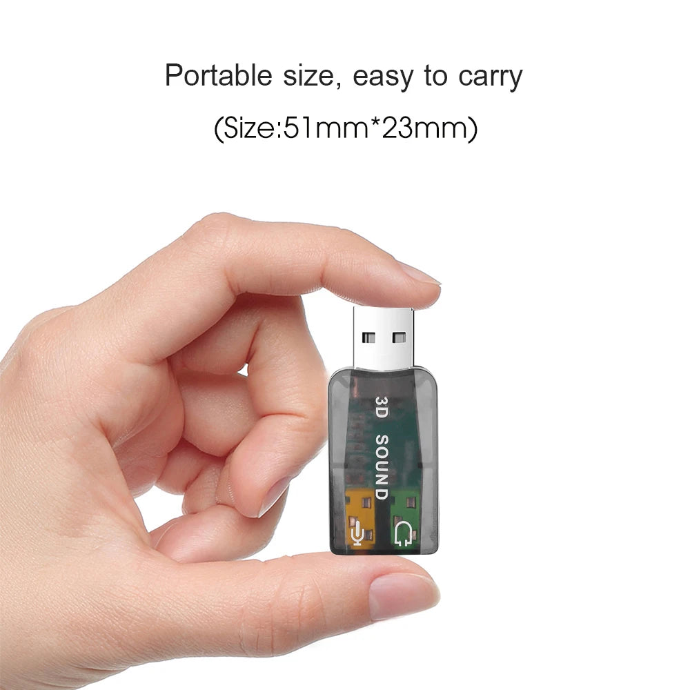 Mini External Usb Mic Headphone Jack Stereo Headset 3d Sound Card