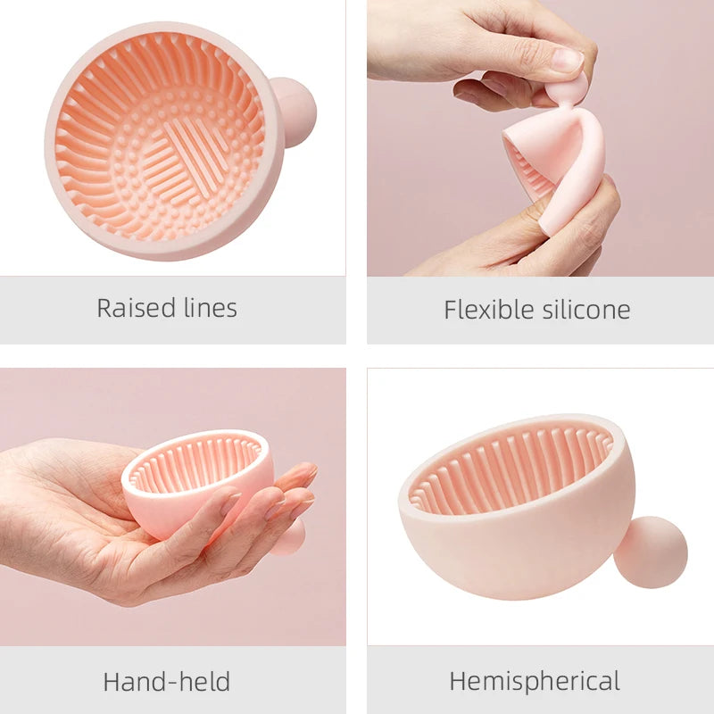 Silicone Makeup Brush Cleaner Bowl Foundation Makeup Brush Scrubber Board Pad Make Up Washing Brush Gel Cleaning Mat Hand Tools Zpaxo