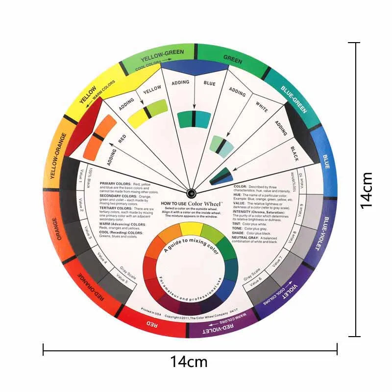 Professional 12 Color Paper Card Three-tier Design color Mixing Wheel Guidance Round central Circle Rotates Tattoo Nail Pigment Zpaxo