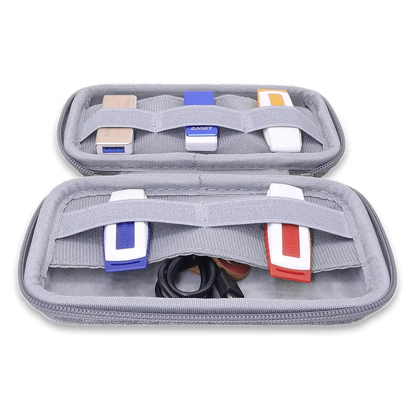 Hard shell bag Grey Travel Carrying Protective Case for USD Disk Key electronic device cable USB External Hard Disk Drive HDD Zpaxo