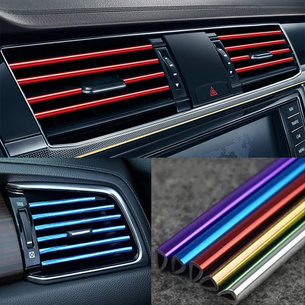 Car Air Conditioner Vent Outlet Trim Strips U Shape Chrome PVC Zpaxo