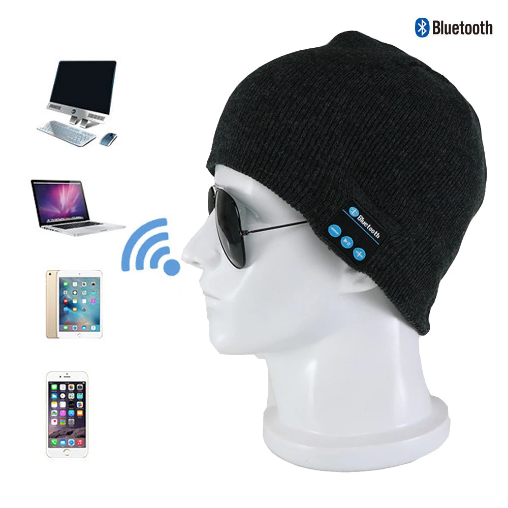Winter Bluetooth-Compatible Earphone USB Rechargeable Music Headset Warm Knitting Beanie Hat Cap Wireless Sport Headphone Zpaxo