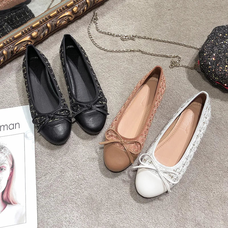 Women's Flat Shoes Spring Autumn New Shallow Women's Shoes Round Toe Mixed Colors Concise Female Shoes Large Size 33-44 Zpaxo