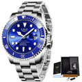 LIGE Top Brand Luxury Fashion Diver Watch Men 30ATM Waterproof Date Clock Sport Watches Mens Quartz Wristwatch Relogio Masculino Zpaxo Silver blue