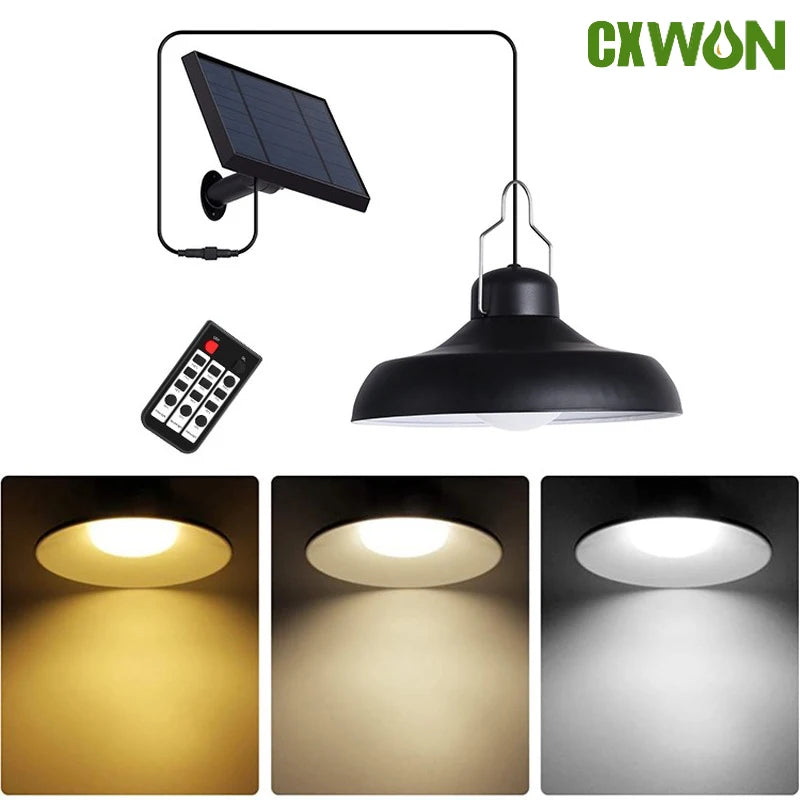 Bright Solar Pendant Lights Outdoor Household Shed Light Remote Timer Zpaxo