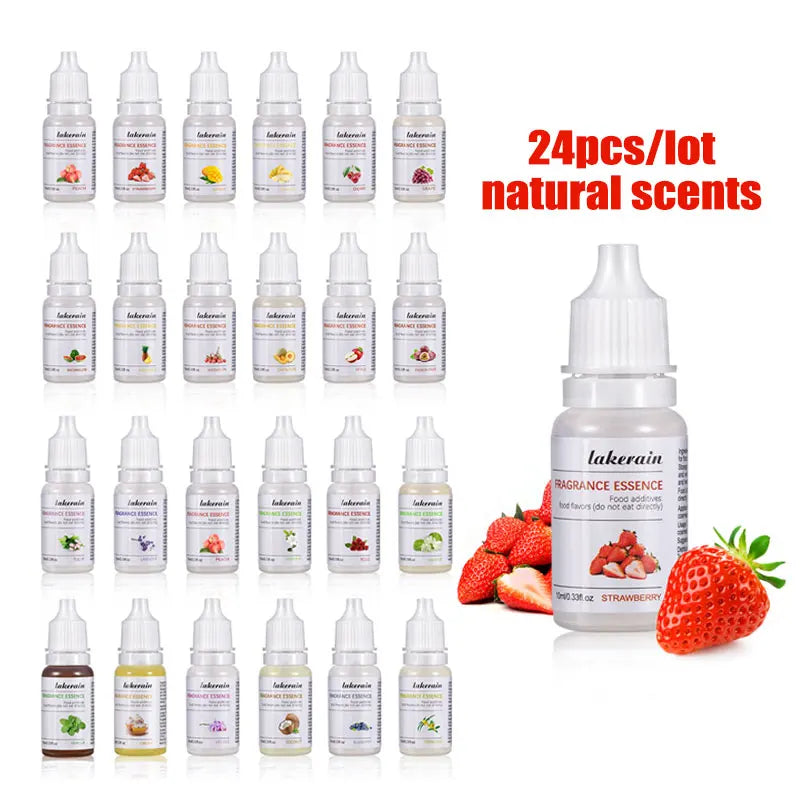 24Pcs Scents Natural Flavoring Oil Long Lasting Fragrance Essencei Oil for Lip Gloss DIY Lipgloss Base Gel Candle Soap Making Zpaxo 24pcs
