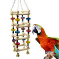 Colorful Wooden Bird Parrot Swing Ladder Toy Bell Hanging Chewing