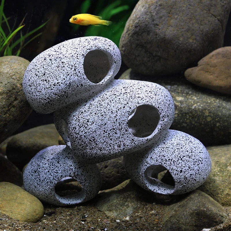 Aquarium Rock Cave Fish Tank Pond Hideaway for Shrimp Cichlid Hiding Breeding Spawning Hideout Decor Fish Tank Stone Ornament Zpaxo