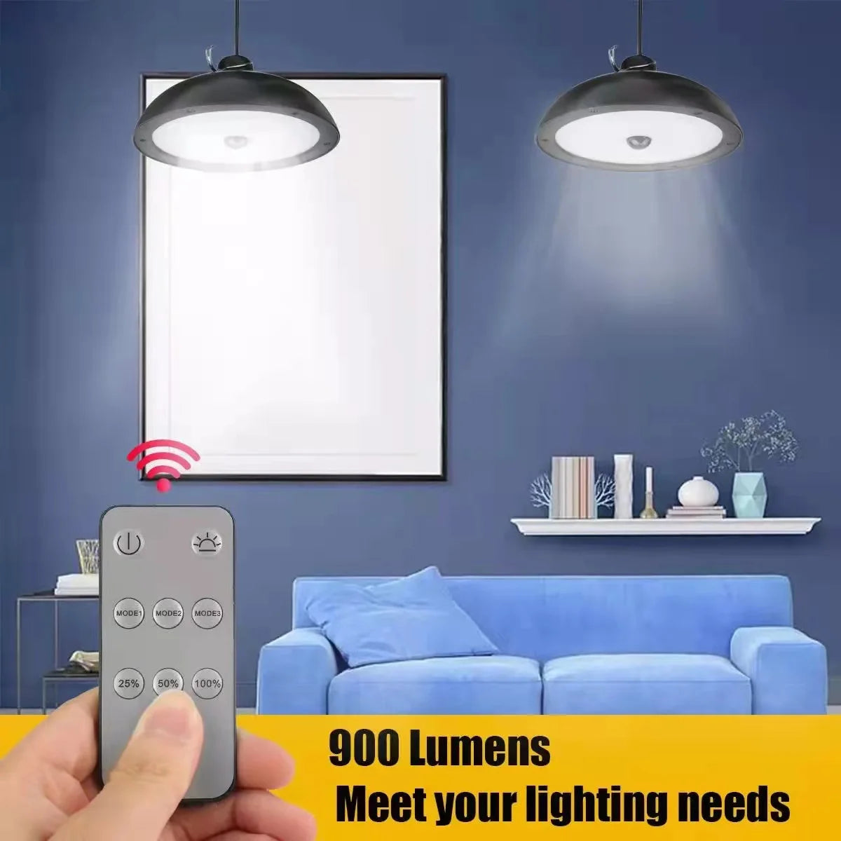 Solar Pendant Light Outdoor Split Double Head Lamp Motion Sensor Zpaxo