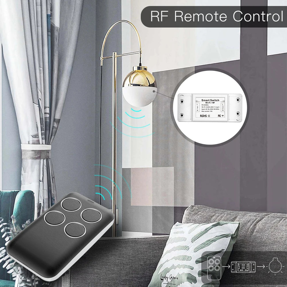 Wifi RF 433 Mhz Light Switch DIY Module For Wireless Remote Control Automation Relay Smart Life Tuya App With Alexa Google Home Zpaxo