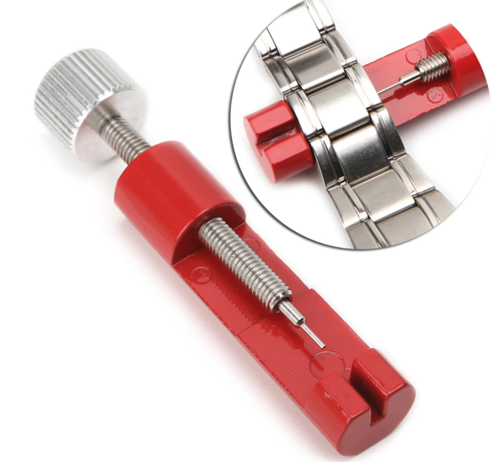 Red Metal Adjuster Watch Band Strap Bracelet Link Pins Remover Repair