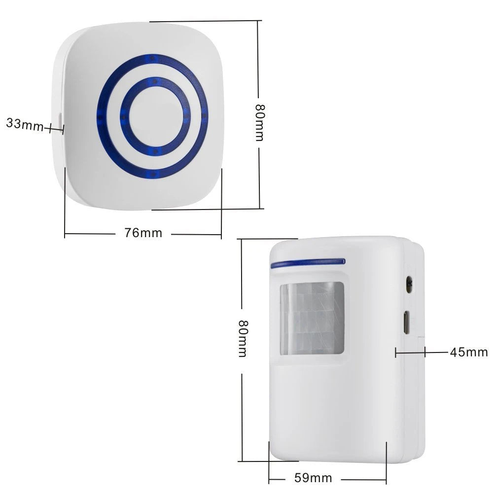 Motion Sensor Alarm Wireless Driveway Alert Home Security System Human Body Induction Smart Doorbell Sensor and Receiver Zpaxo