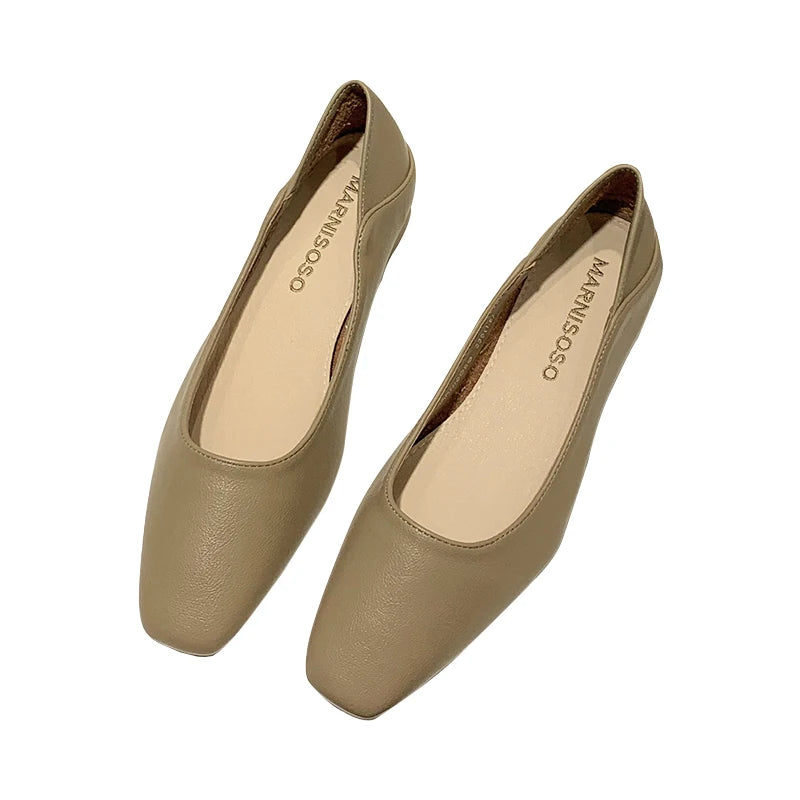 Flat Shoes Female 2021 New Spring and Autumn Thick Heel Square Toe Casual Solid Women Zapatos De Mujer Women Loafer Shoes Zpaxo
