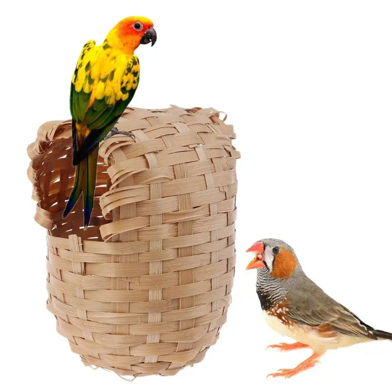 Hand Made Natural Bamboo Bird Nest House Parrot Finch Hideout Cage