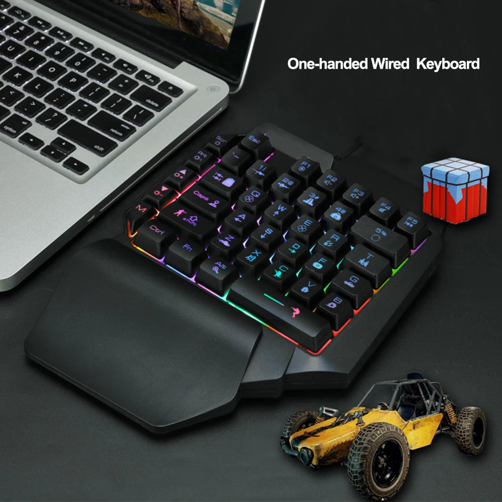 Wired 39 Keys F6 USB Keyboard With Hand Rest Colorful One-Handed Luminous Gaming Keyboards for Tablet Ergonomics Gamer Keycap Zpaxo