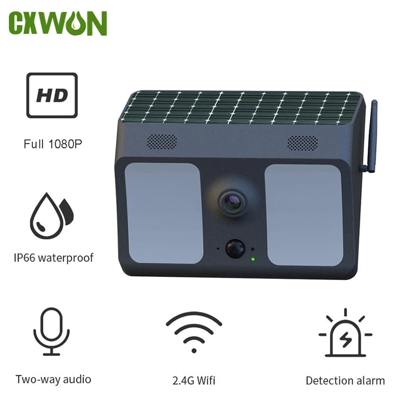 LED Solar Light Outdoor Waterproof HD 1080P Smart Wifi Surveillance Zpaxo