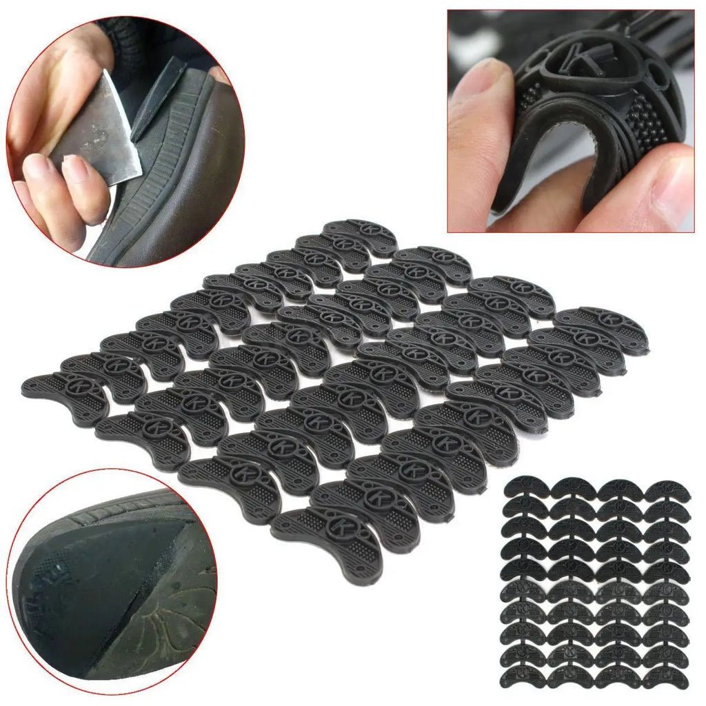 10 Pairs Black Rubber Sole Replacement Heel Savers Toe Plates Tap DIY