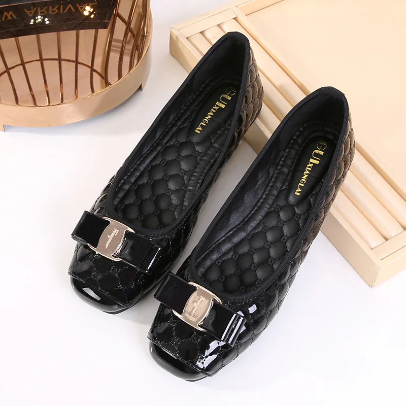 Women's Flat Shoes Spring Autumn New Square Toe Chain Comfortable Casual Square Toe Slip-On Female Shoes Large Size 36-42 Zpaxo