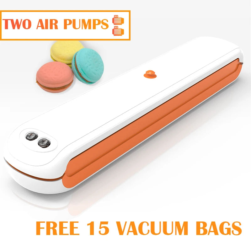 Vacuum Sealer Eectric Machine Food Kitchen Accessories Storage And Shipping Packaging Plastic Bag Home Appliances For Creative Zpaxo ORANGE 2AIR PUMPS EU Plug China Mainland