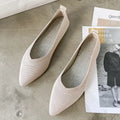 Women's Flat Shoes 2021 Autumn Spring Casual Knitted Pointed Toe Slip-On Woven Solid Work Shoes Flying Woven Shoes Female Shoes Zpaxo Beige pink 38
