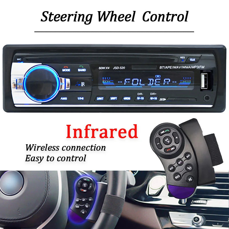 Car Radio Autoradio 1 Din Bluetooth 12V Audio Player Mp3 60Wx4 FM