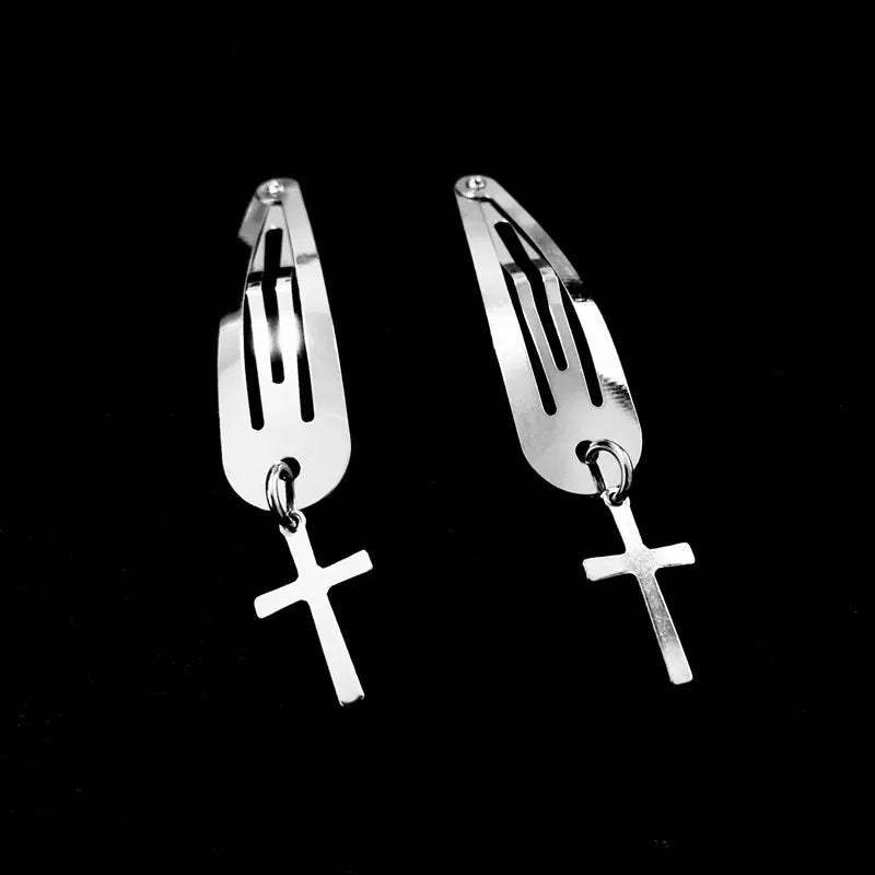 New Harajuku Silver Metal Chains Cherry Hair Pins Clip for Women Girl Punk Cool Simple Vintage Hair Accessories Fashion Jewelry Zpaxo