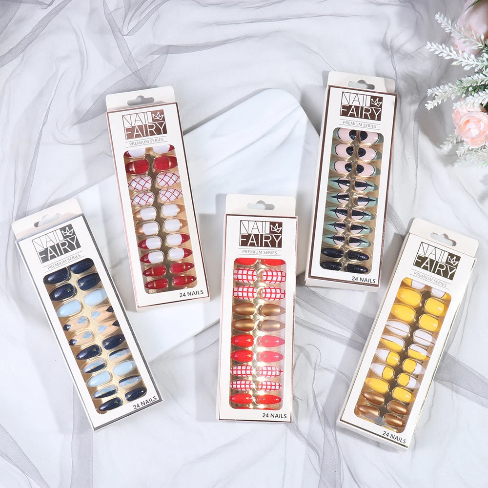 Designed Fake Nails Extension Artificial Full Cover Short Decoration Zpaxo