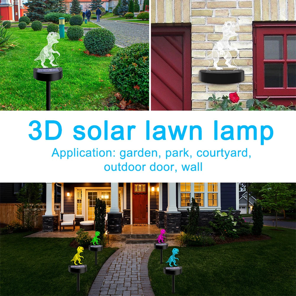 Acrylic 3D Dinosaur Solar Lawn Lamp Outdoor Projection Light Zpaxo