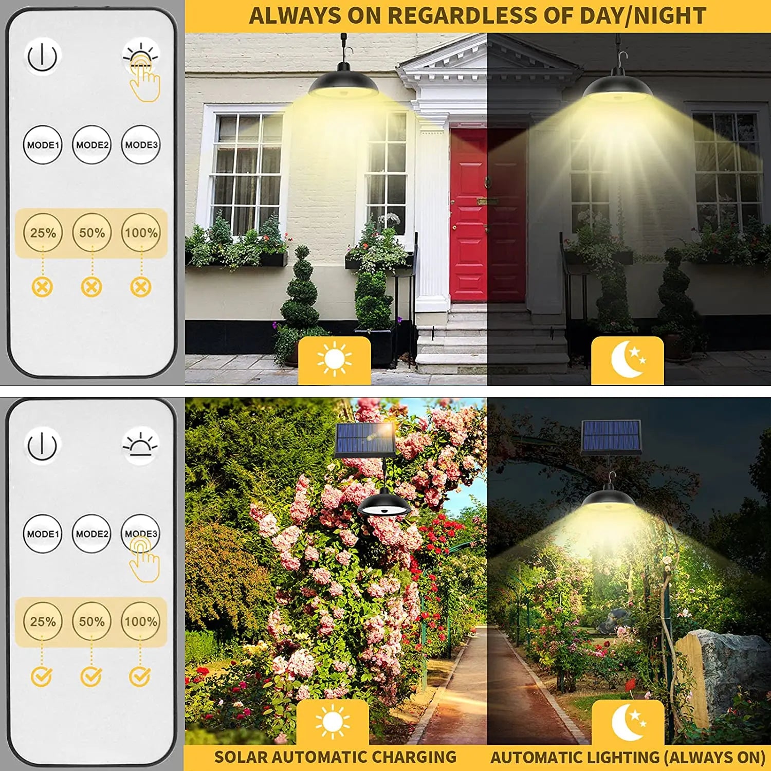 Solar Pendant Light Outdoor Split Double Head Lamp Motion Sensor Zpaxo