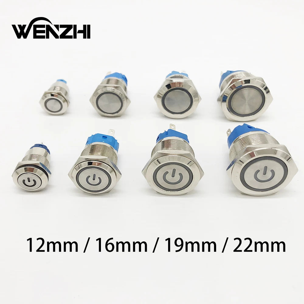 Metal Push Button Switch Momentary/Latching Led Backlit 5/12/24/220V With Fixation Power Start Stop Turns On/Off Diy Electronic Zpaxo