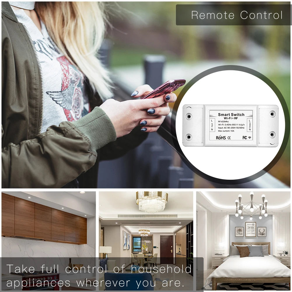 Wifi RF 433 Mhz Light Switch DIY Module For Wireless Remote Control Automation Relay Smart Life Tuya App With Alexa Google Home Zpaxo