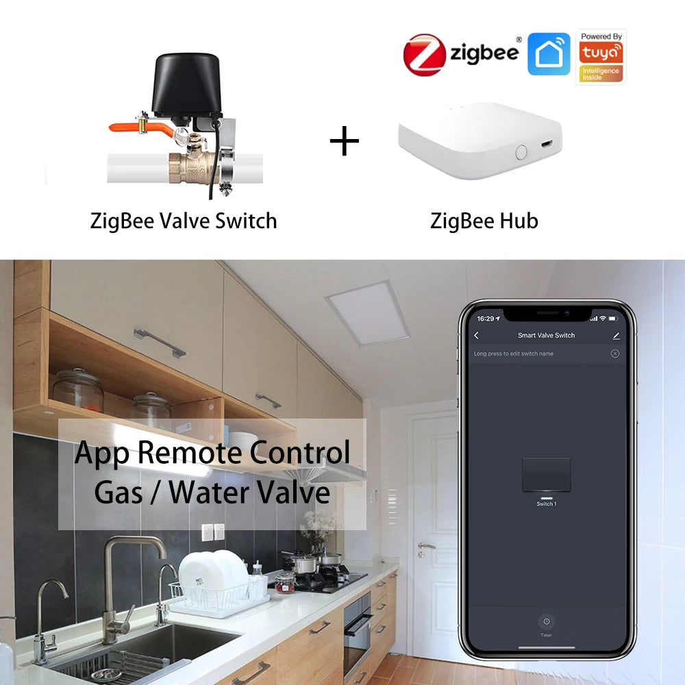 ZigBee Water/Gas Valve Remote Control System For Gate Plant Timer Garden Irrigation Tuya Smart Life Alexa Google Home Automatic Zpaxo