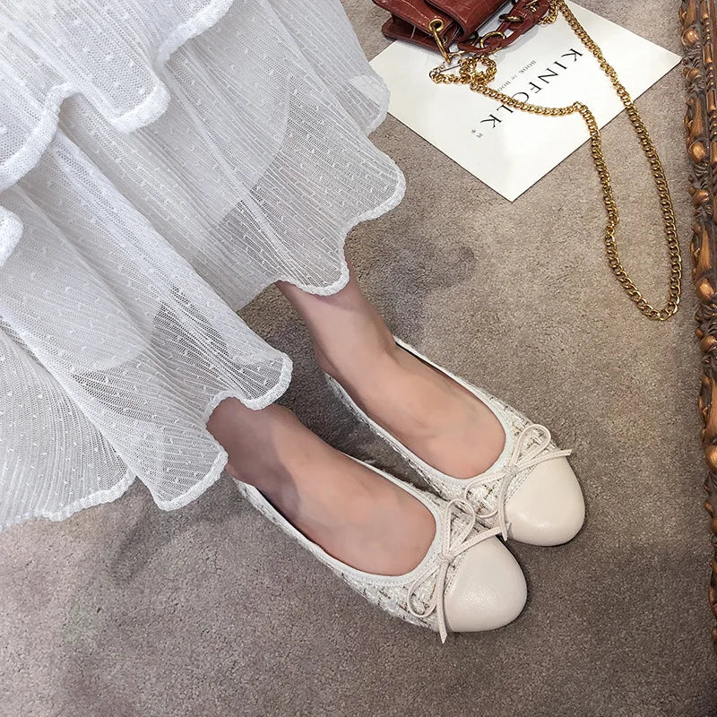 Women's Flat Shoes Spring Autumn New Shallow Women's Shoes Round Toe Mixed Colors Concise Female Shoes Large Size 33-44 Zpaxo