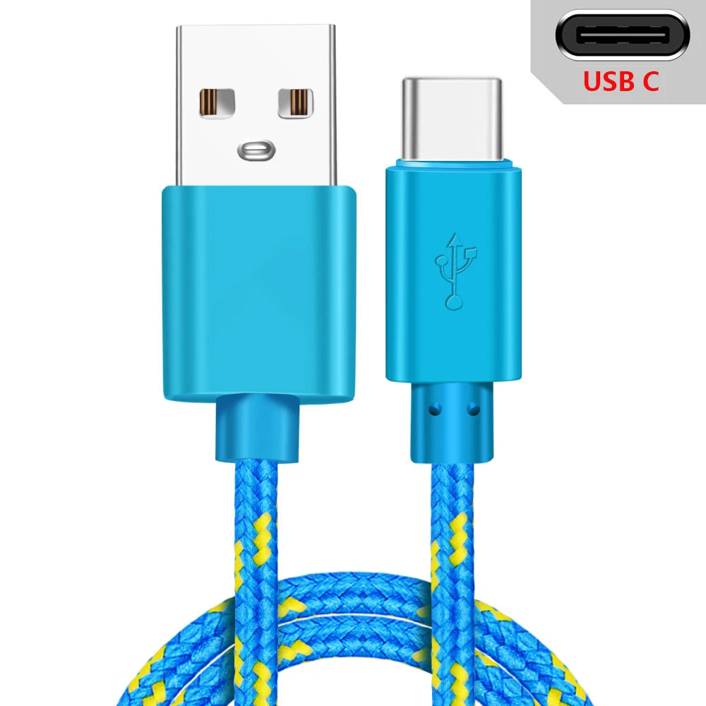USB C Cable Fast Charging Nylon Braide Cables Samsung Galaxy S9 Zpaxo Blue For Type C 3m