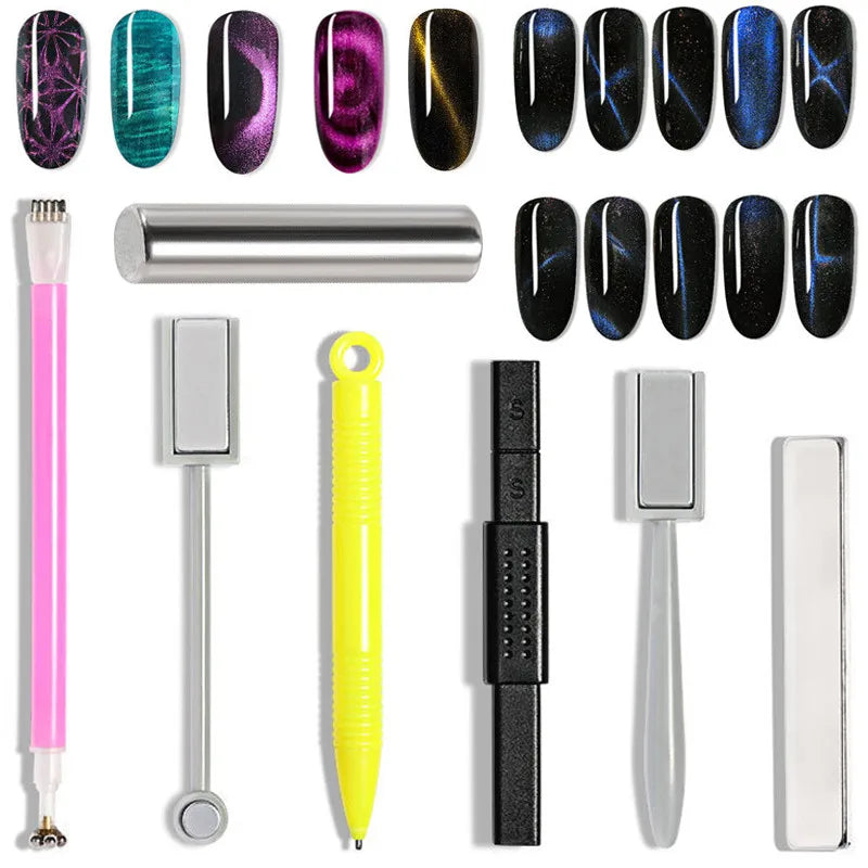 Magnetic Stick Dual-Ended Magnet for 3D Cat Eye UV Gel Polish Multi-function Nail Magnet Stick Manicuring DIY Nail Art Tools Zpaxo