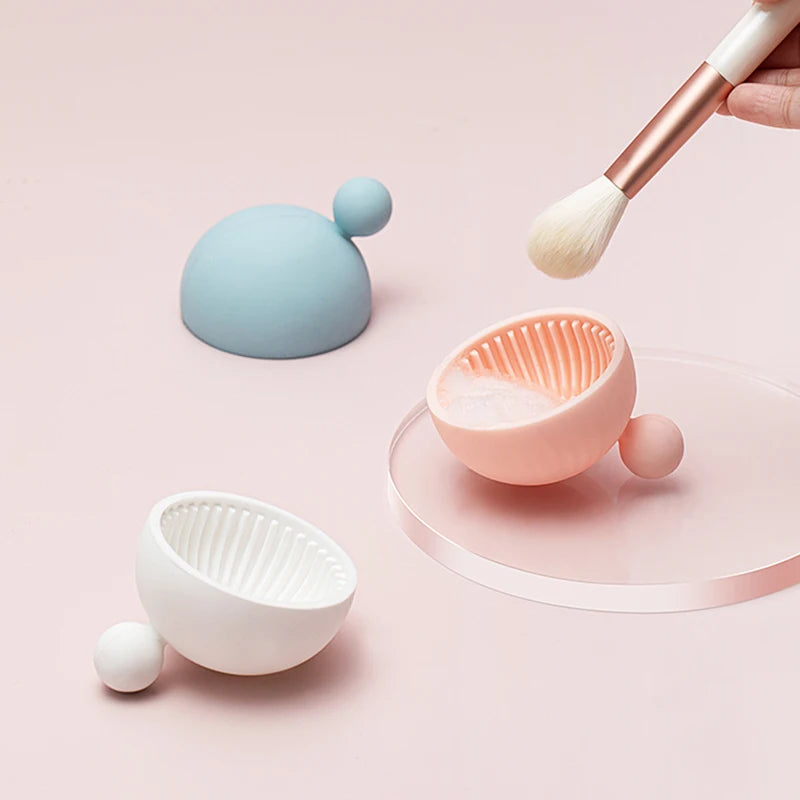 Silicone Makeup Brush Cleaner Bowl Foundation Makeup Brush Scrubber Board Pad Make Up Washing Brush Gel Cleaning Mat Hand Tools Zpaxo