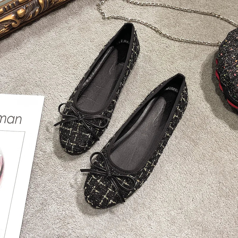 Women's Flat Shoes Spring Autumn New Shallow Women's Shoes Round Toe Mixed Colors Concise Female Shoes Large Size 33-44 Zpaxo Black 44