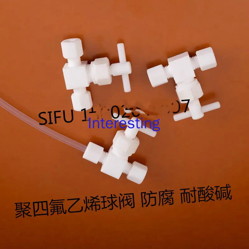 PTFE Ball Valve PTFE Straight-through Ball Valve 1/4 3/8 1/2 Anti-corrosion Acid and Alkali Resistant Polytetrafluoroethylene Zpaxo